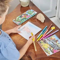 eeBoo 6 Jumbo Double-Ended Colour Pencils, Dinosaur