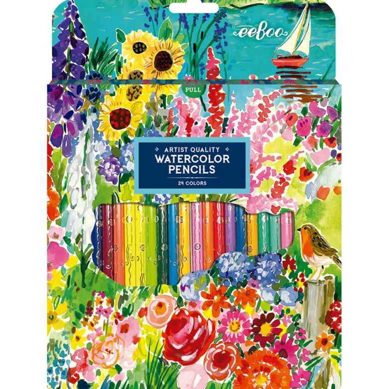 eeBoo 24 Watercolor Pencils, Seaside Garden