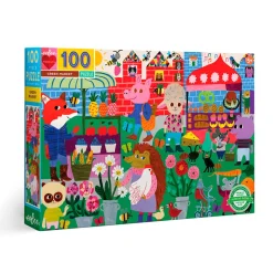 Eeboo Puzzle, Animals at the Market - 100 Pieces