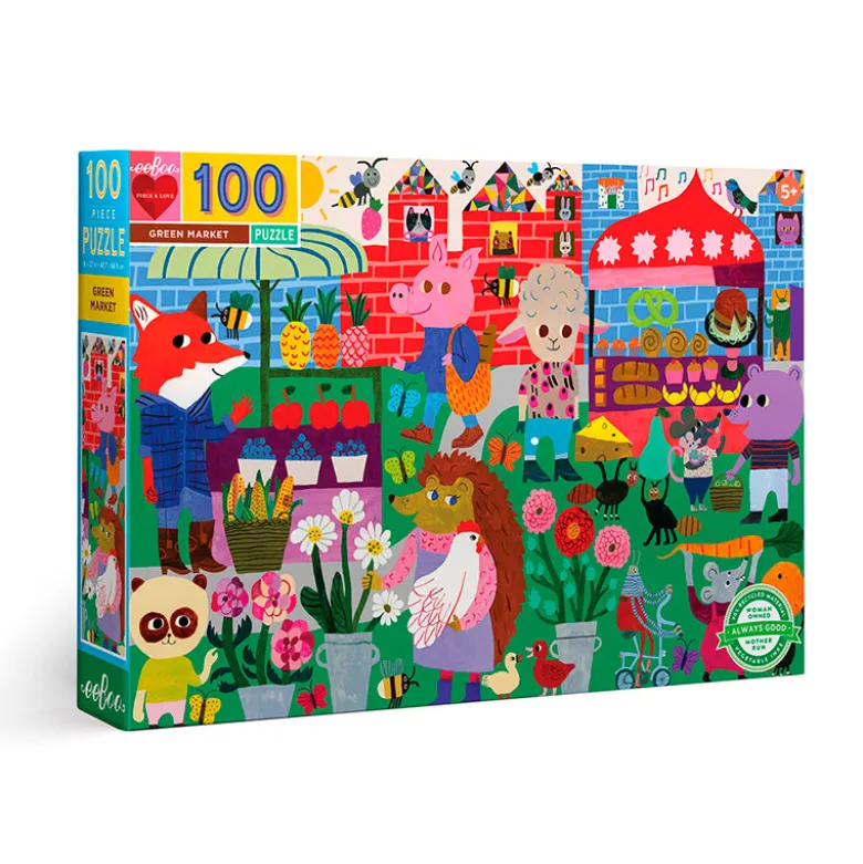 Eeboo Puzzle, Animals at the Market - 100 Pieces