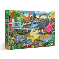 Eeboo Puzzle, Dinoland - 100 Pieces