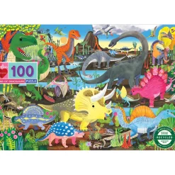 Eeboo Puzzle, Dinoland - 100 Pieces