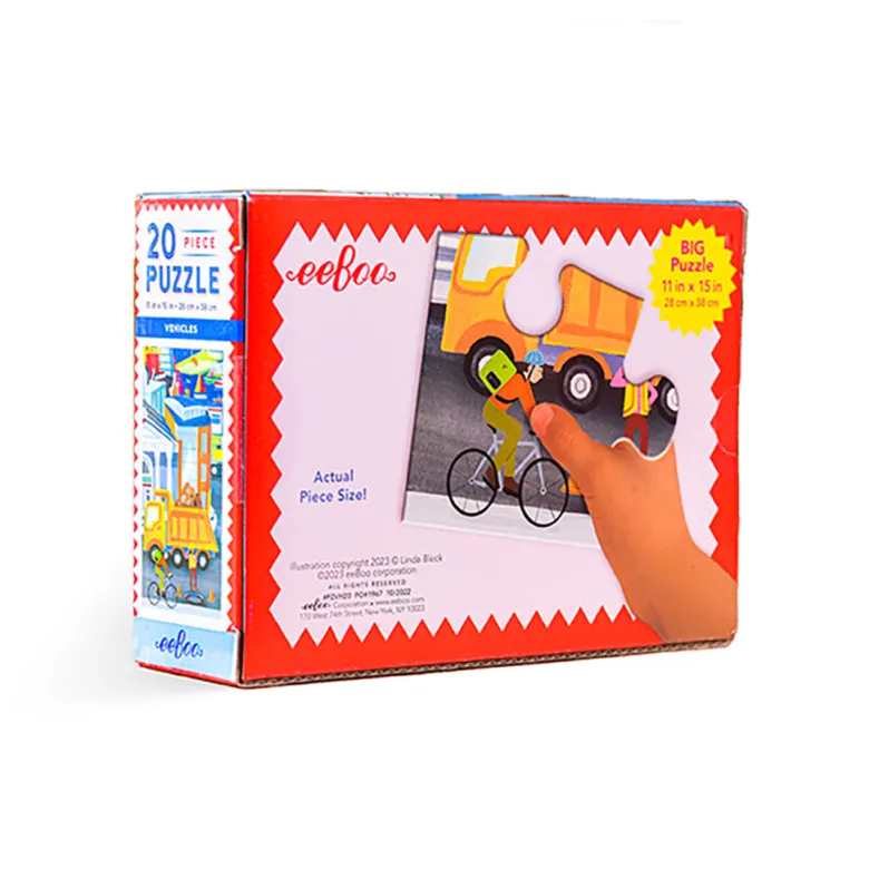 Eeboo Puzzle, Modes of Transportation - 20 pieces