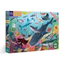 Eeboo Puzzle, Sharks in the Deep - 100 Pieces