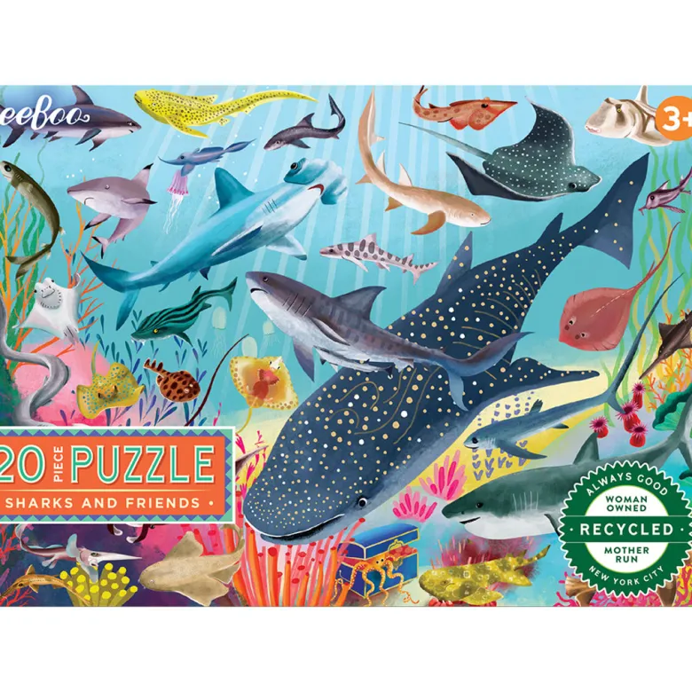eeBoo Puzzle with 20 Pieces, Sharks and Friends