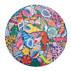 eeBoo Round Puzzle 500 Pieces, Seahorses Shells & Coral