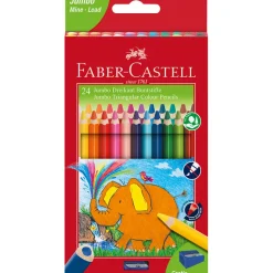Faber-Castell, 24 Triangular Jumbo Colored Pencils with Extra Wide Tips