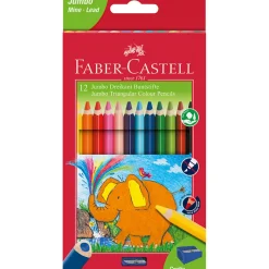 Faber-Castell, 12 Triangular Jumbo Colour Pencils with Extra Broad Tip