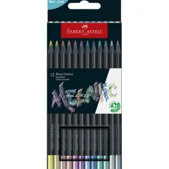 Faber-Castell, Black Edition Colored Pencils - Metallic, Set of 12