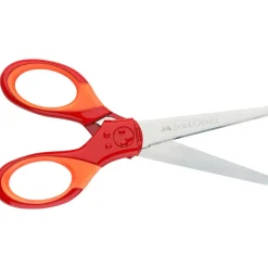 Faber-Castell Children's Scissors for Right- and Left-Handed Use, Including Case – Red