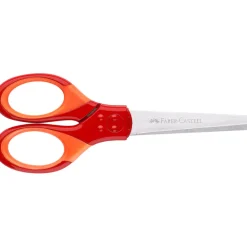 Faber-Castell Children's Scissors for Right- and Left-Handed Use, Including Case – Red