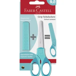Faber-Castell Children's Scissors for Right and Left-Handed Use with Case - Turquoise