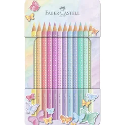 Faber-Castell, Colored Pencils in Tin Case, Sparkle - 12 pcs. - Pastel