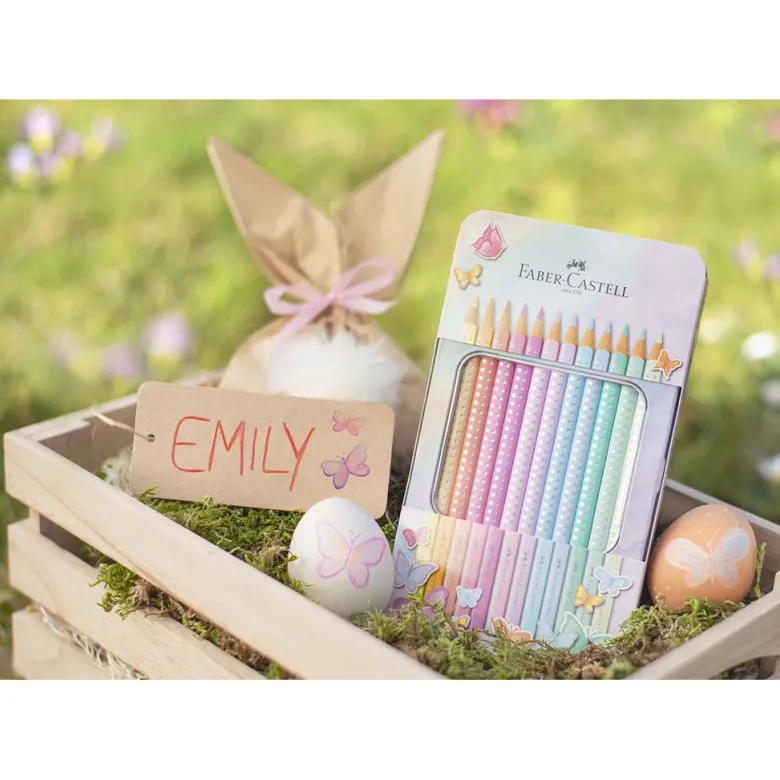 Faber-Castell, Colored Pencils in Tin Case, Sparkle - 12 pcs. - Pastel