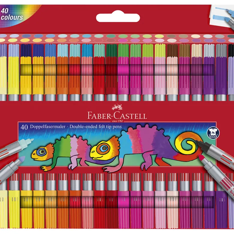 Faber-Castell, Double Tip Felt Markers with Thick and Thin Tips - 40 Pieces