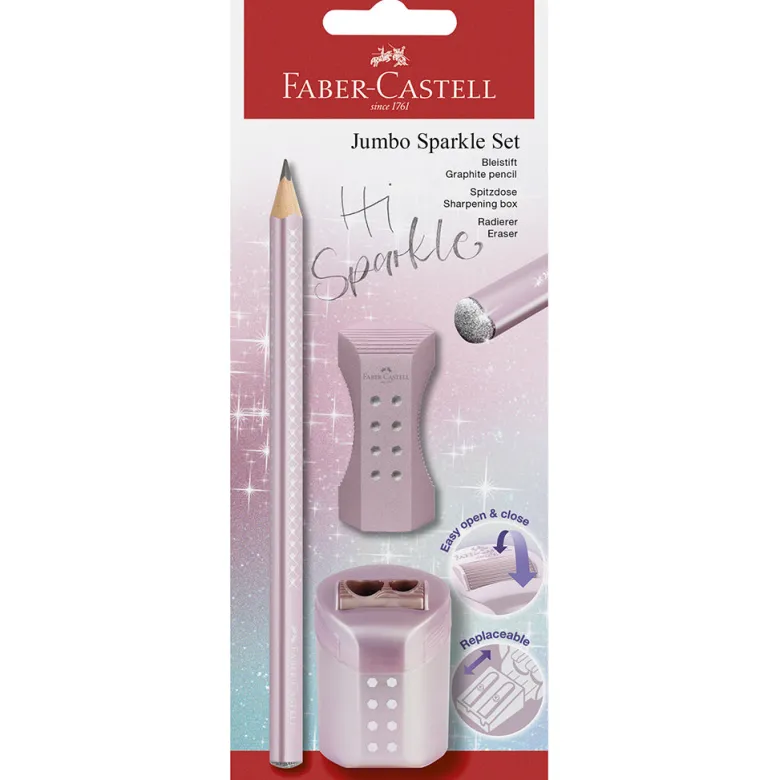 Faber-Castell 3-in-1 Jumbo Sparkle Set, Rose