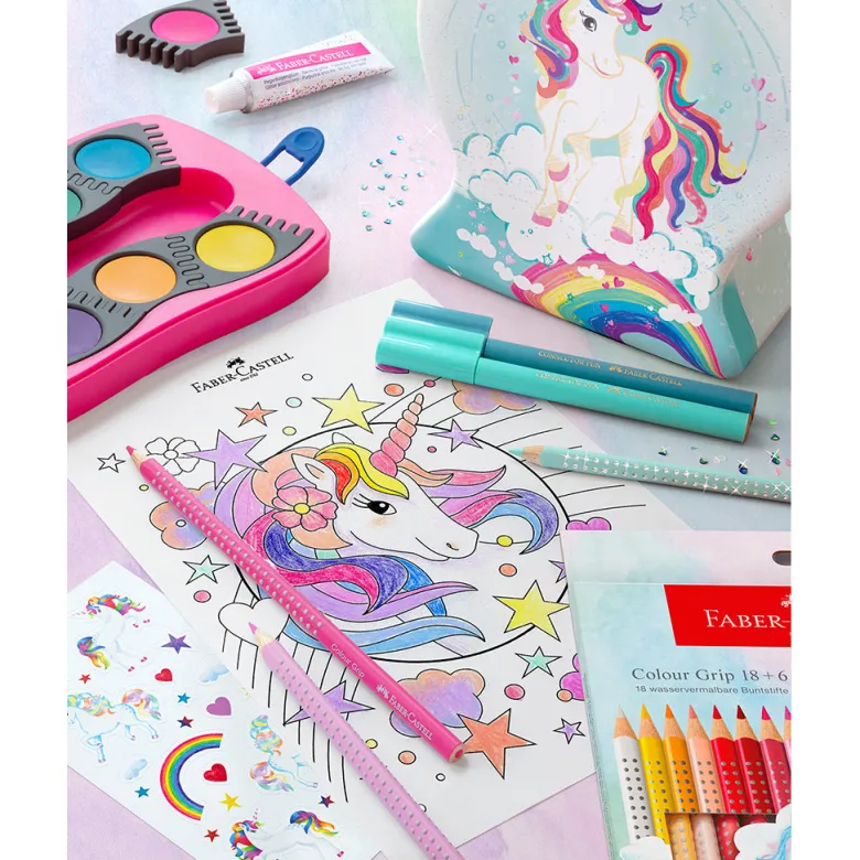 Faber-Castell Metal Case with 33 Felt-Tip Pens - Unicorn