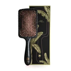 Fan Palm Hairbrush, Big Star, Large Black Glitter