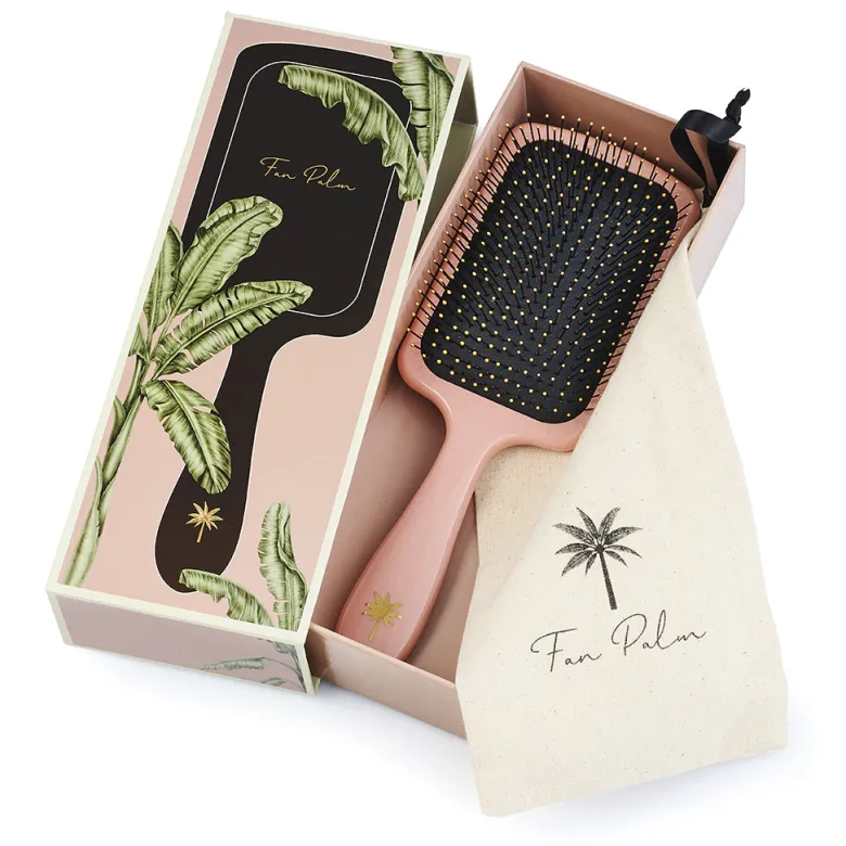 Fan Palm Hairbrush, Bloom Paddle Wet Brush – Large Rose with Glitter