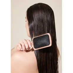Fan Palm Hairbrush, Bloom Paddle Wet Brush – Large Rose with Glitter