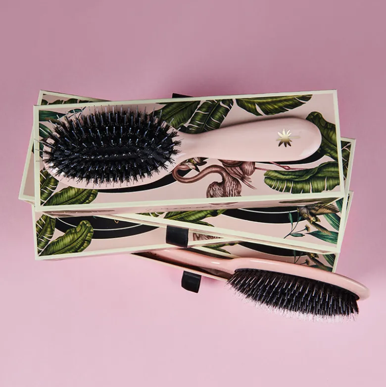 Fan Palm Hairbrush, Blush - Medium Blush Pink Glitter