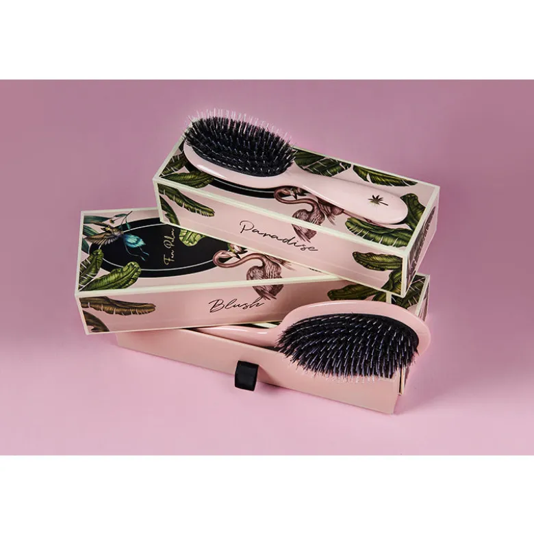 Fan Palm Hairbrush, Blush - Medium Blush Pink Glitter