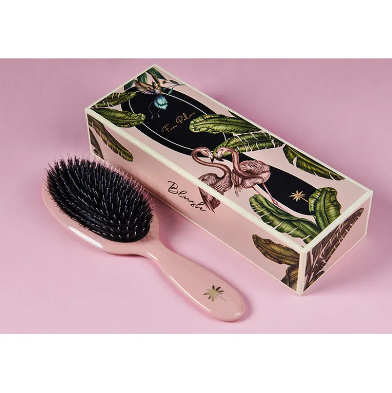 Fan Palm Hairbrush, Blush - Medium Blush Pink Glitter