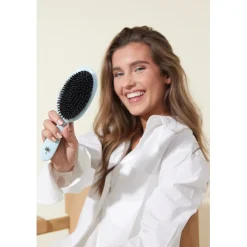 Fan Palm Hairbrush, Maldives - Medium Light Blue Glitter