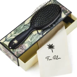 Fan Palm Hairbrush, Medium, Octopus Wet Brush - Black with Glitter
