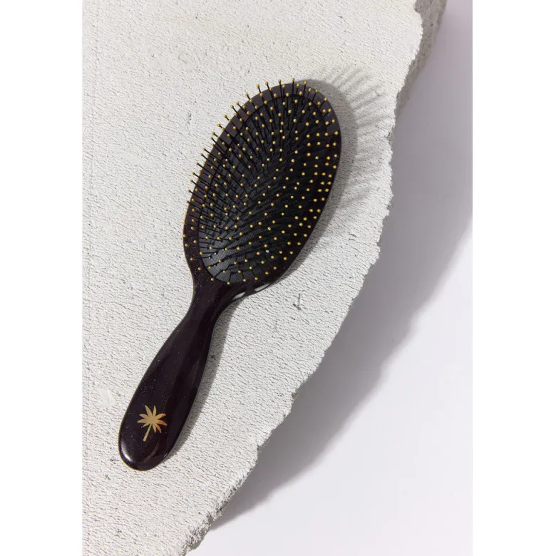 Fan Palm Hairbrush, Medium, Octopus Wet Brush - Black with Glitter