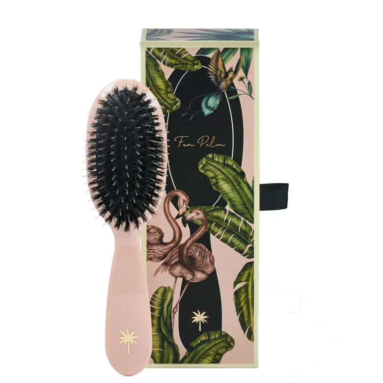 Fan Palm Hairbrush, Paradise, Small - Rose Glitter
