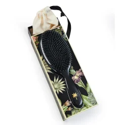 Fan Palm Hairbrush, Stardust - Large Black Glitter