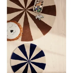 ferm Living Arch Round Rug, Large - Bright Blue/Off-White