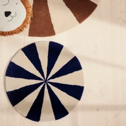 ferm Living Arch Small Round Rug – Bright Blue/Off-White