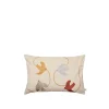 ferm Living Embroidered Pillow, Swift Bird Design - 60 x 40 cm