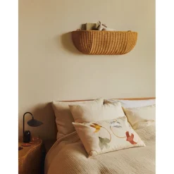 ferm Living Embroidered Pillow, Swift Bird Design - 60 x 40 cm