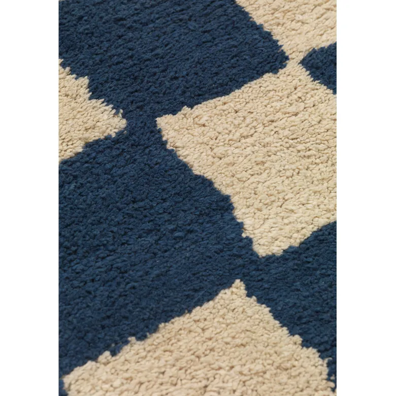 ferm Living Mara Washable Rug, Deep Blue/Warm Sand – 80 x 150 cm