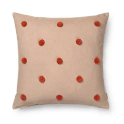 ferm Living Pillow, Dot Tufted - Camel/Red