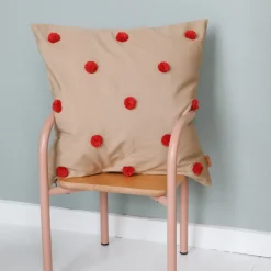 ferm Living Pillow, Dot Tufted - Camel/Red