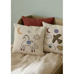ferm Living Pillow, Embroidered, Naive - Horse