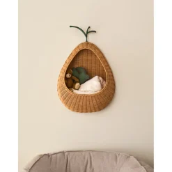 ferm Living Wall Basket, Pear Braided - Natural