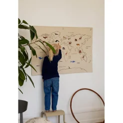 ferm Living Wall Hanging/Textile Art, The World - Off-White