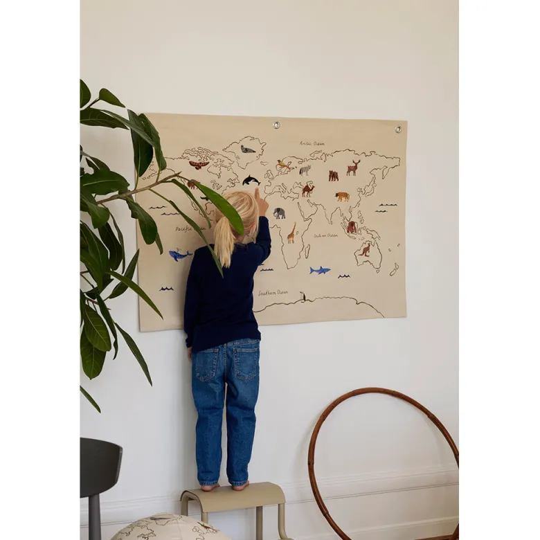 ferm Living Wall Hanging/Textile Art, The World - Off-White