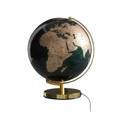 Globus Lamp in Green & Brass, Illuminated Globe