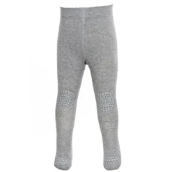 GoBabyGo Crawling Tights with Non-Slip Rubber Pads, Grey Melange