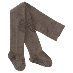 GoBabyGo Crawling Tights with Rubber Grips, Brown Melange - Wool