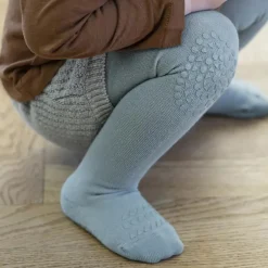 GoBabyGo Crawling Tights with Rubber Grips, Dusty Blue
