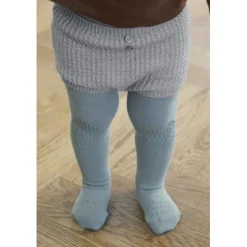 GoBabyGo Crawling Tights with Rubber Grips, Dusty Blue