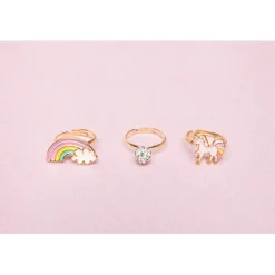 Great Pretenders 3 Finger Rings, Unicorn Rainbow