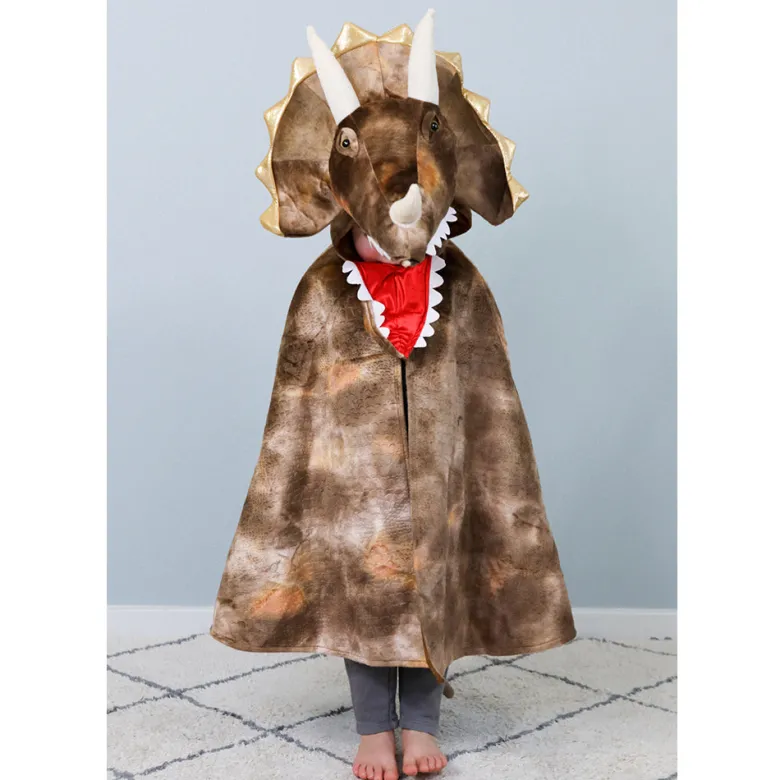 Great Pretenders Animal Costume, Grandasaurus Triceratops Cape with Claws - Size 4-6 Years